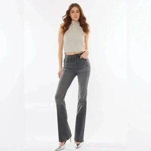 KanCan Margaret High Rise Bootcut Jeans 7/27 NWT Gray Black Wash Button Fly